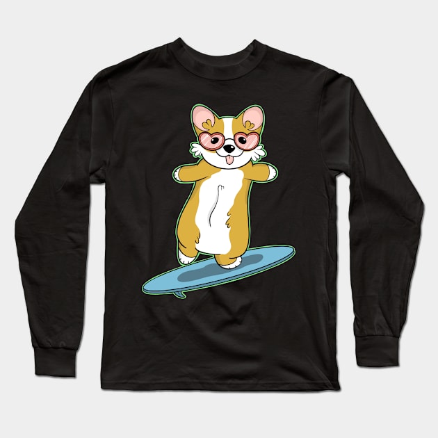 Corgi Surfer Long Sleeve T-Shirt by IhateDumplings